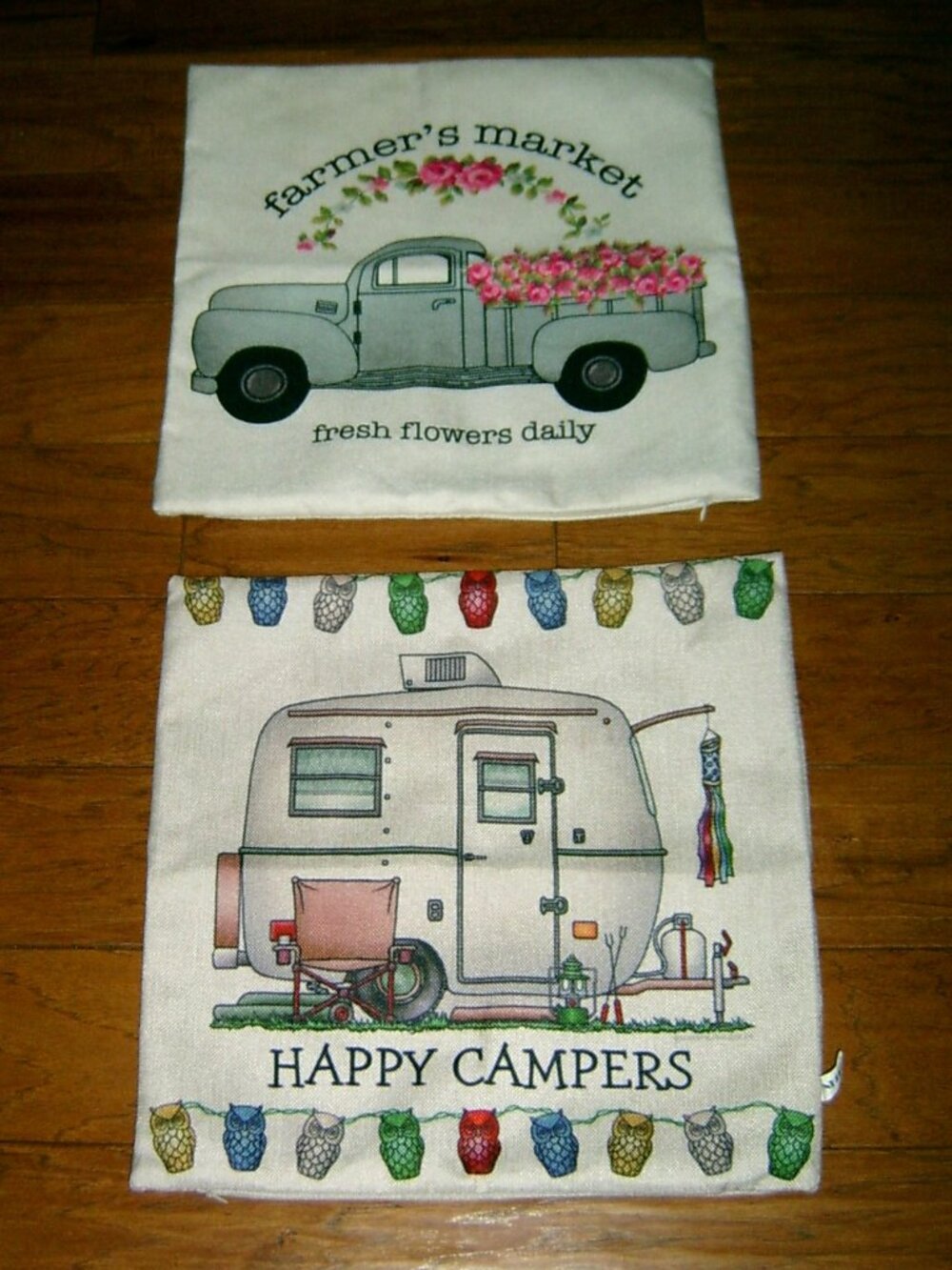 Outdoor Pillow Covers, Summer, Canvas, 17" Square, VGUC